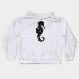 Black Polygonal Seahorse Kids Hoodie